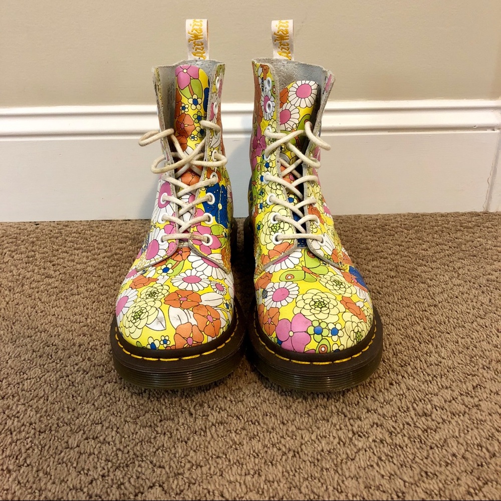 Flower patterned limited edition Doc Marten boots